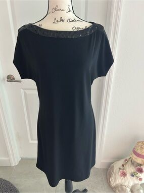 Apt. 9 Black Short-Sleeve Dress with Sequin Trim
